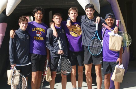 Tigers varsity boys' tennis team: Blake Nunes, Marjaby Bresenio, Chase Garcia, Jackson Fagundes, Pete Hawken and Chris Beltran